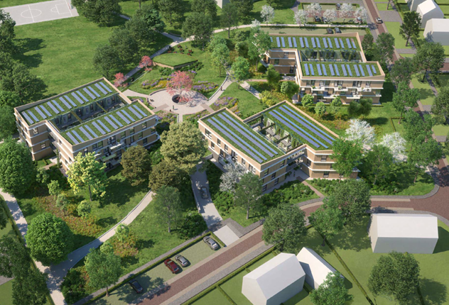 Bouwlinie voornemens 22 appartementen project Tuin van morgen Zaltbommel